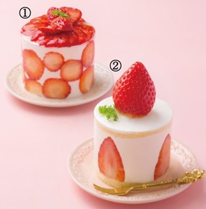 (1)ストロベリードット・ショートケーキ (2)さくらももいちごのマスカルポーネケーキ