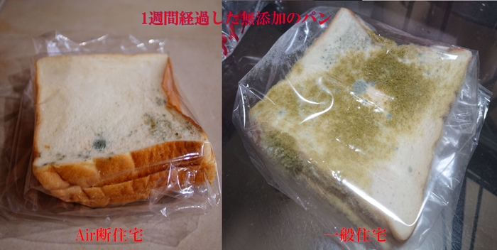 Air断住宅、一般住宅カビの違い