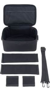 大小の仕切りが2つずつ付属、フタ裏にメッシュポケット付き