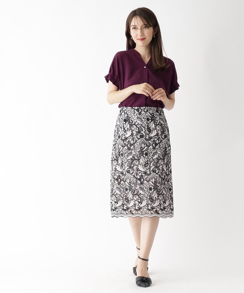 ボタニカルレースタイト(配色グレージュ)