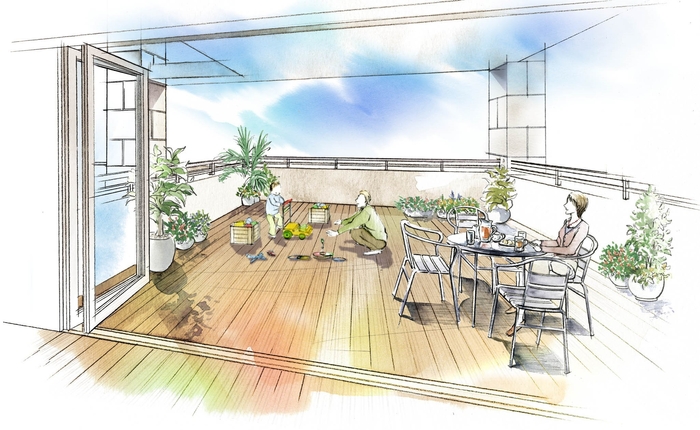 バルコニーの使い方　おもちゃで遊ぼう