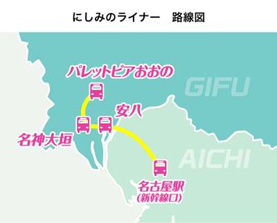 「にしみのライナー」路線図