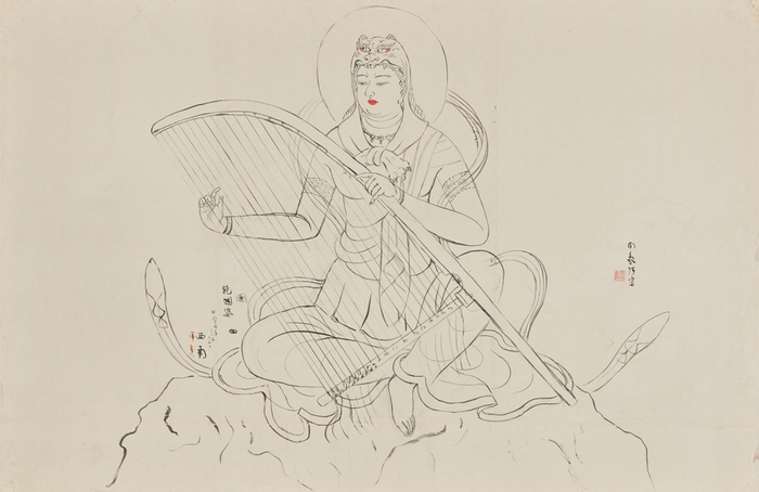 堂本印象「八部衆(下絵)大阪四天王寺宝塔内壁画　乾闥婆」 1939年(昭和14) 京都府立堂本印象美術館蔵