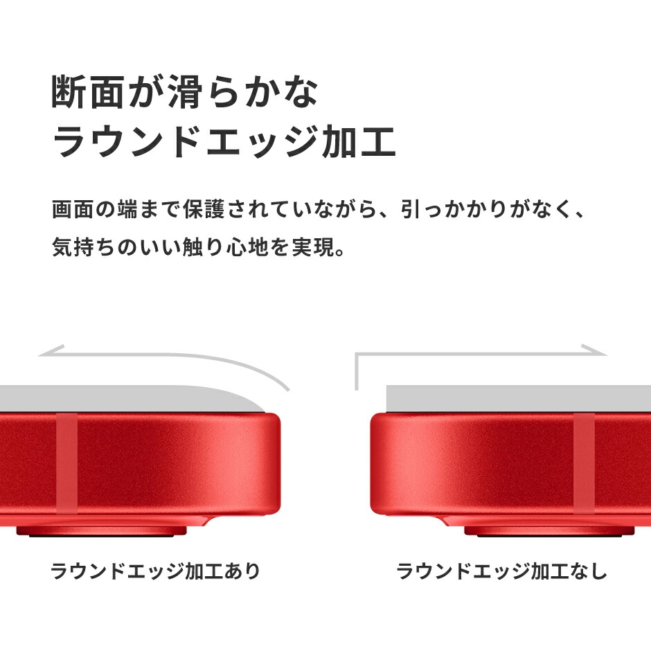 ガラスの断面が滑らかなラウンドエッジ加工