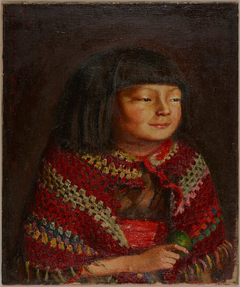 題材となった作品:重要文化財「麗子微笑」岸田劉生筆 大正10年(1921) 東京国立博物館蔵