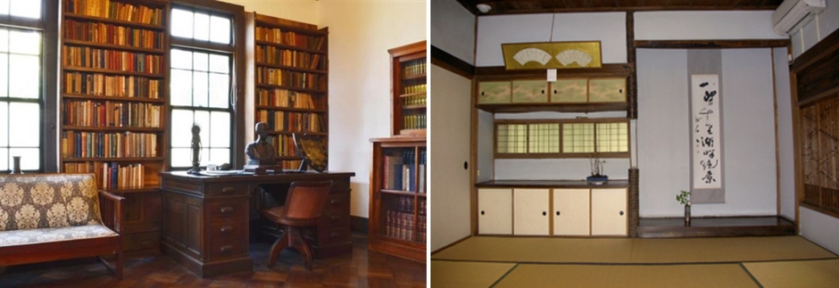 (左)我孫子市杉村楚人冠記念館 (右)旧村川別荘