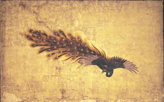 大広間二の間障壁画松孔雀図(部分)