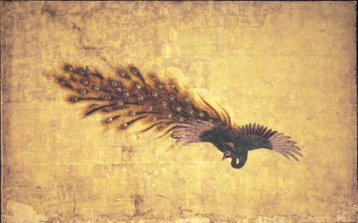大広間二の間障壁画松孔雀図(部分)