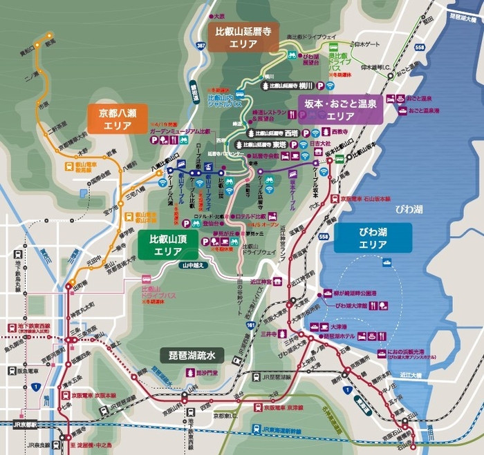 比叡山・びわ湖周辺のMAP