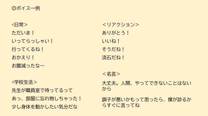 ボイスデータは1キャラクターあたり約450種！組み合わせて自由におしゃべりできます。