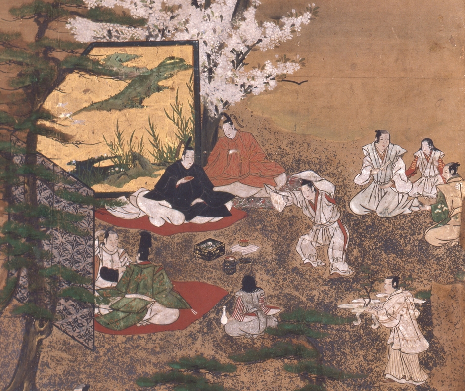 2.花下群舞図屏風 六曲一双(部分)桃山時代 17世紀初期 神戸市立博物館 展示期間 11月6日から12月15日