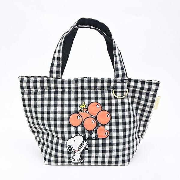 【優秀】「スヌーピー」バルーン×チェック柄アイテムをまとめてご紹介。カラビナ付きのトートバッグは、好きなキーホルダーが付けられる!