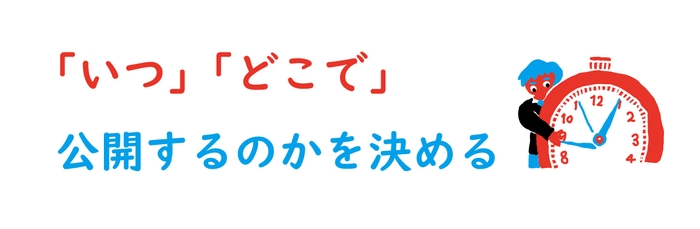 　「いつ」「どこで」公開するのかを決める