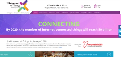 国際展示会 「第2回インドモノのインターネット (IoT) エキスポ：2018年」(Exhibitions India Group主催）の出展お申込み受付開始