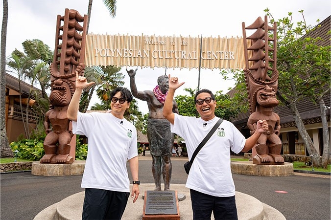 ポリネシアカルチャーセンターでの撮影の様子