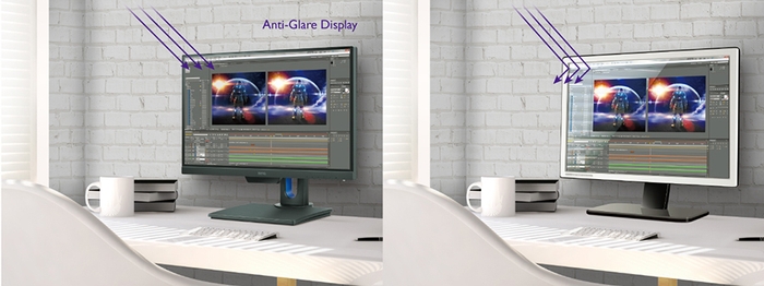反射を最小限に抑えたアンチグレアディスプレイ