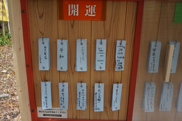 願い事を書いた短冊は、開運、健康運、勝負運、金運、出世運のいずれかに願掛けをしていただきます。