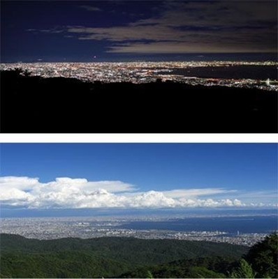 エリア内眺望(上)夜景(下)昼景