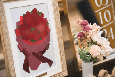 プロポーズの花束を保存して、結婚式のウェルカムスペースに