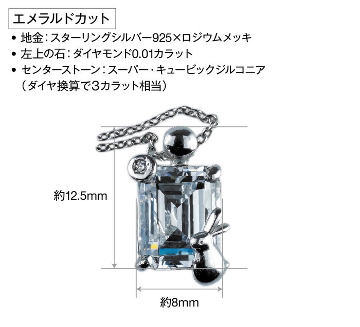 【サイズ】エメラルドカット_ペンダント