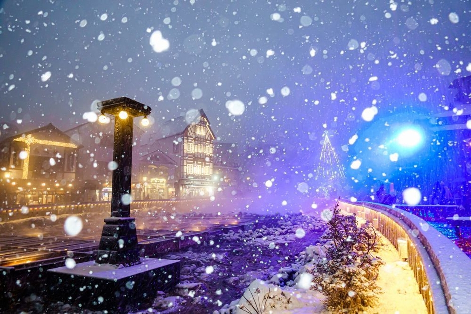 草津温泉 冬の湯畑
