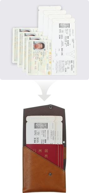 旅行中は、パスポートに搭乗券を挟んだまま収納するとスムーズ