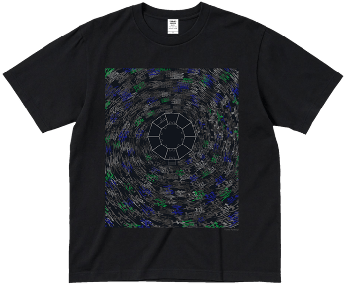 (3)見取り図と、周りに渦巻く登場人物名がモチーフ