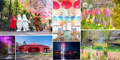 ゴールデンウィークはムーミンバレーパークへ！
新緑と色鮮やかな花々、そしてアンブレラスカイが織りなす絶景と
期間中毎日開催の「湖上花火＆ライトアップ」を満喫しよう！