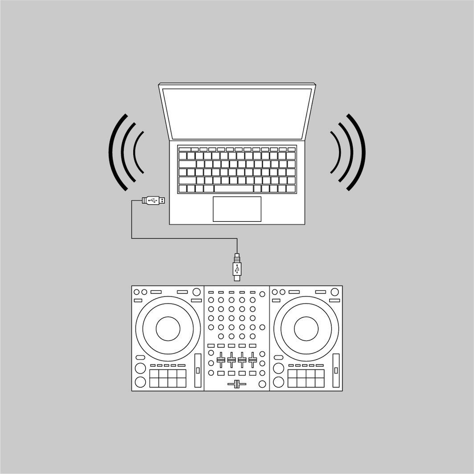 USBケーブル1本でPC/Macと接続してDJプレイを行えるサウンドカード(オーディオインターフェイス)内蔵