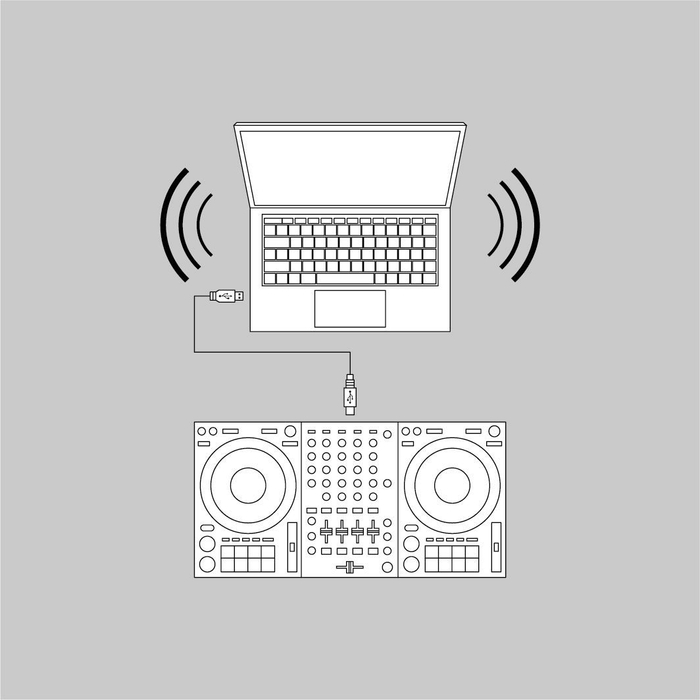 USBケーブル1本でPC/Macと接続してDJプレイを行えるサウンドカード(オーディオインターフェイス)内蔵