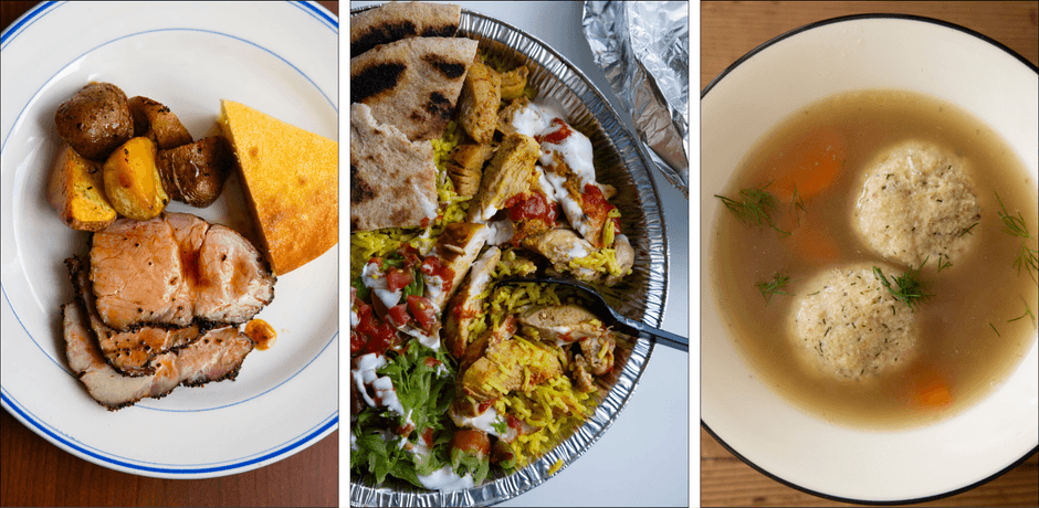 コーヒーローストポーク／チキンオーバーライス／マッツァボールスープ