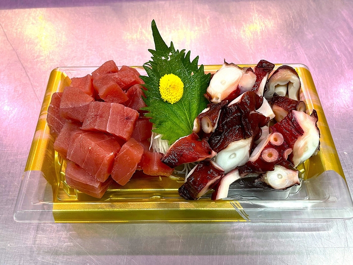 BEERGARDEN まぐろぶつ、たこぶつセット(前橋赤城鮮魚センター)