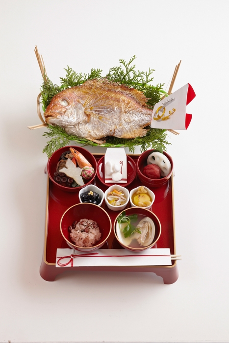 お食い初め料理セット食器付(天然鯛大)縦
