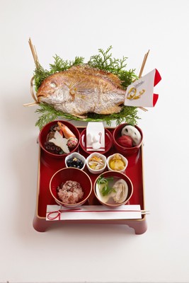 お食い初め料理セット食器付(天然鯛大)縦