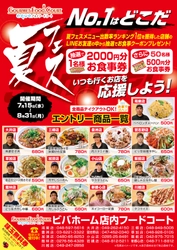 1位の店舗は限定メニューが半額！！ らーめん・定食の＜福よし＞などビバホーム13店舗の アクアフードコートで夏フェス対決企画を開催！