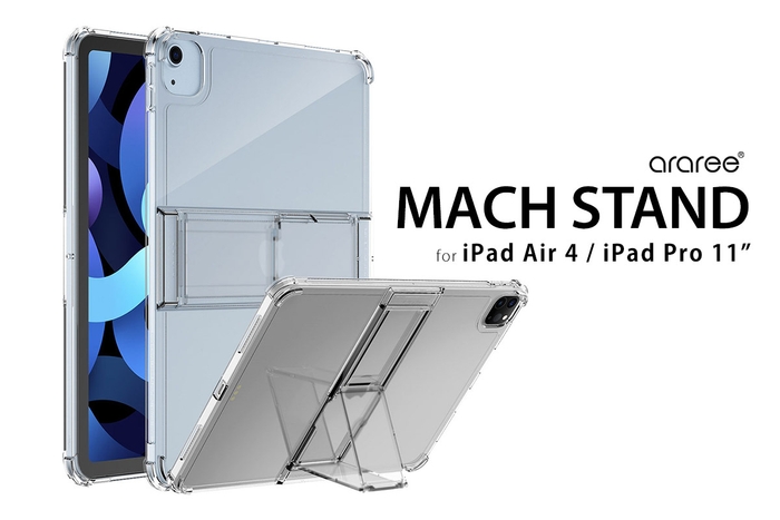 araree、折り畳みスタンド付きiPad Air/iPad Pro11専用クリアケース「Mach Stand Case」