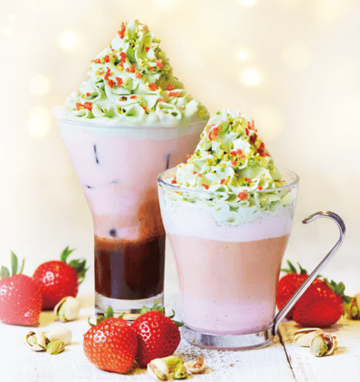 「ドルチェプレッソ ピスタチオ&ストロベリー(ホット/アイス)」630円(税込693円)