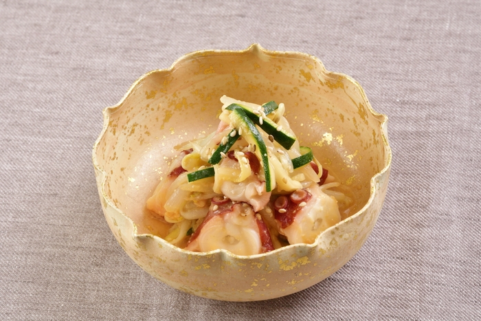 たこともやしズッキーニのぬた