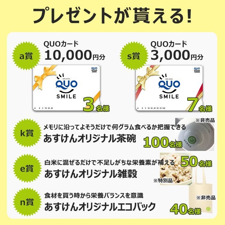 あすけん200万人突破記念キャンペーン※プレゼント