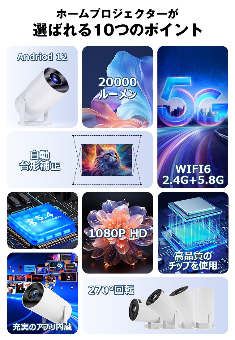 天井に映したら、もうテレビに戻れない。
Android TV搭載、寝ながら映画・動画を楽しめる。天井投影×高画質で人気急上昇のスマートプロジェクター登場