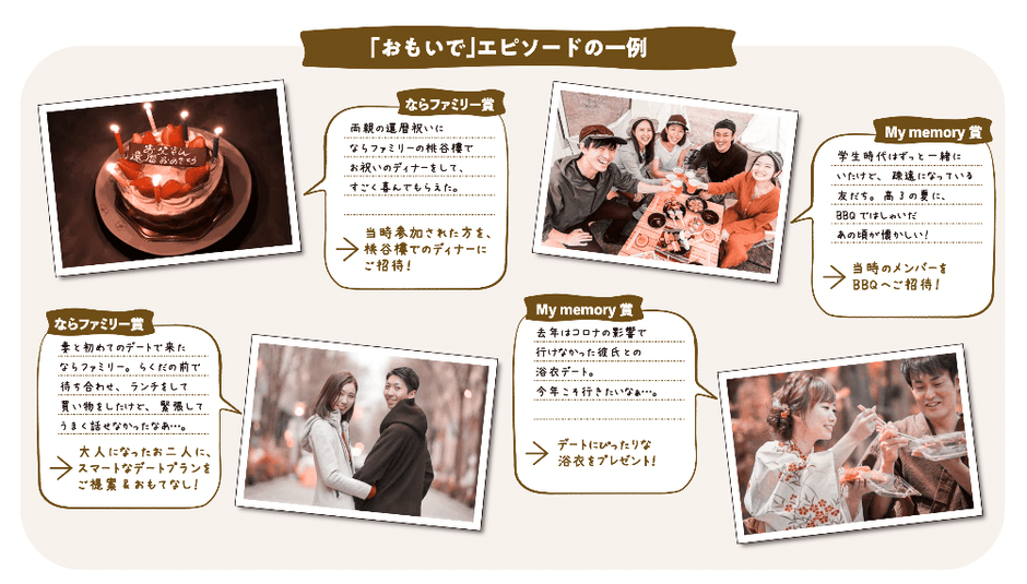 「おもいで」エピソードの一例