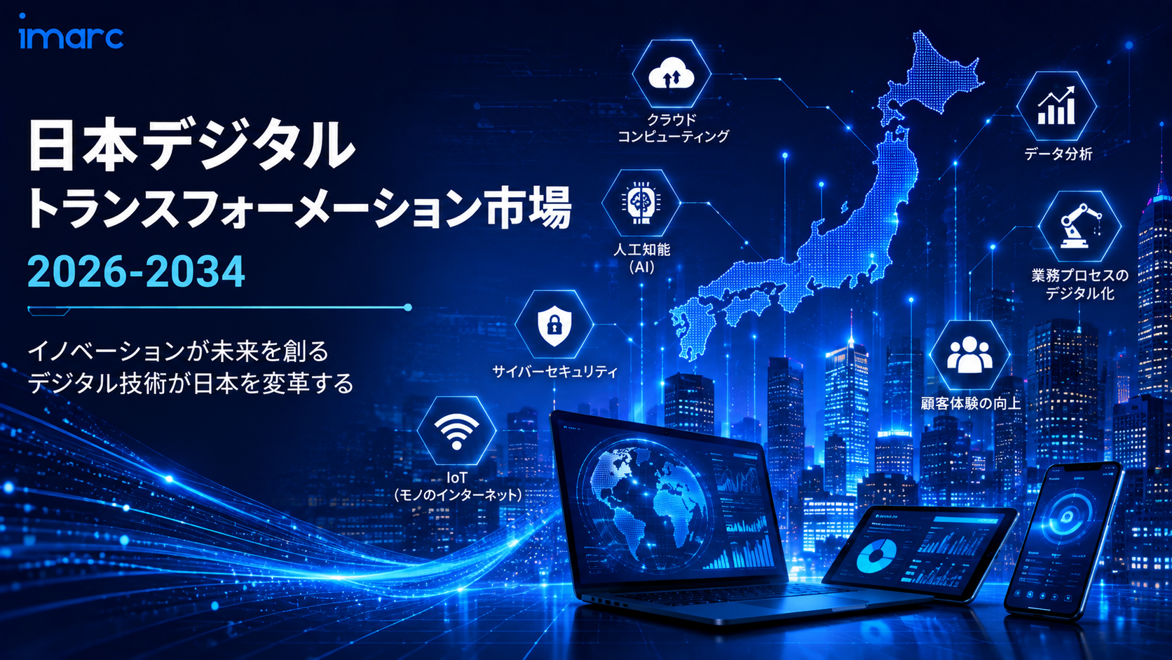 日本デジタルトランスフォーメーション市場は2034年までに米ドル 340.6 十億に達し、企業のデジタル化の加速を背景に18.70%のCAGRで拡大すると予測されています。