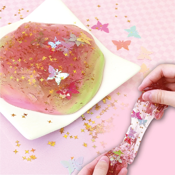 蝶の和風パーツセット　¥340　をスライムに混ぜてみました！