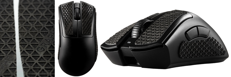 GRAPHT グリップテープ(Razer DeathAdder シリーズ) クローズアップ＆装着イメージ