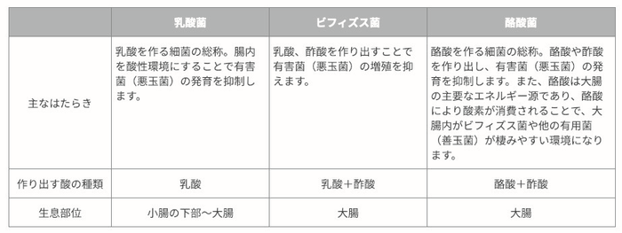 主な有用菌（善玉菌）の種類と特徴      日経メディカル Online 2018年1月27日