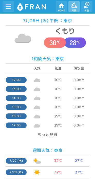 天気予報画面