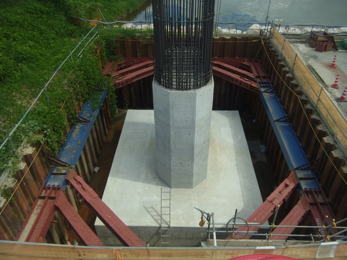 重仮設による山留工事の様子(ヒロセメガビーム(R))　