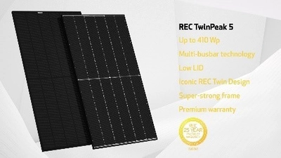 ソーラーパネルの製造メーカー「RECグループ」は、 TwinPeakシリーズの第5世代「TwinPeak 5」の製造を開始
