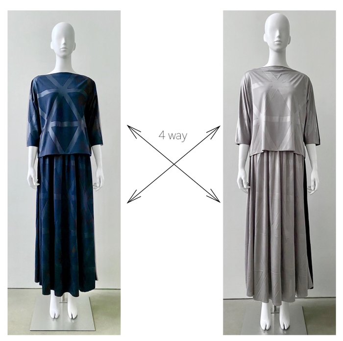 「Lune et Soleil」プルオーバー&スカート。前後を入れ替え4wayの着こなし。