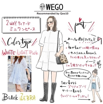 WEGO 2WAYティアードミニワンピース グラフィックレコード